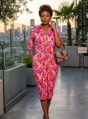 MWT STELLA PARKER - FLORAL DRESS , ruched front